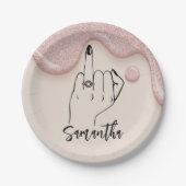 Roze druppels Bachelorette Party | Bridal Partij Papieren Bordje (Voorkant)