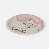 Roze druppels Bachelorette Party | Bridal Partij Papieren Bordje (Gekanteld)