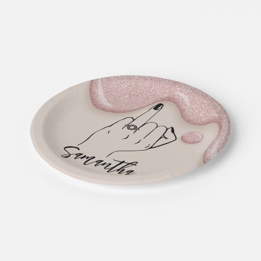 Roze druppels Bachelorette Party | Bridal Partij Papieren Bordje (Gekanteld)