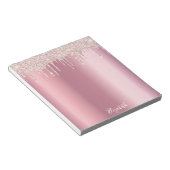 Roze druppels naam naam notitieblok (Schuin)