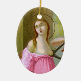 Roze dubbele Afbeelding St. Agatha (M 003) Keramisch Ornament