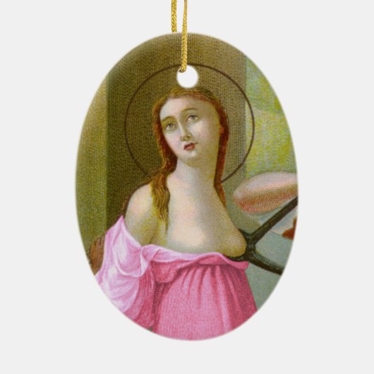 Roze dubbele Afbeelding St. Agatha (M 003) Keramisch Ornament (Achterkant)