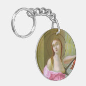 Roze dubbele Afbeelding St. Agatha (M 003) Sleutelhanger (Voorkant Links)