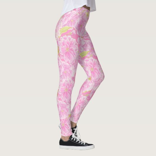 Roze dubbele bloesem bloem leggings (Rechts)