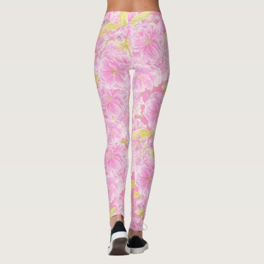 Roze dubbele bloesem bloem leggings (Achterkant)
