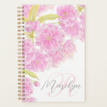 Roze dubbele cherry blossom florale waterverf