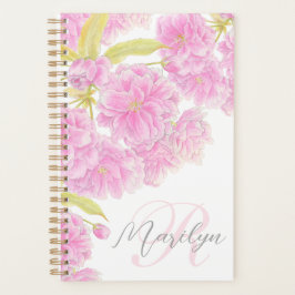 Roze dubbele cherry blossom florale waterverf planner