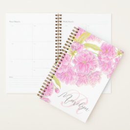 Roze dubbele cherry blossom florale waterverf planner