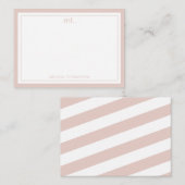 Roze Dubbele Grens Modern Monogram Gestreept Notitiekaartje (Voorkant / Achterkant)