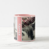 Roze Dubbele Pet Foto en Naam Mok (Center)