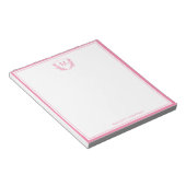 Roze Dubbele Rand Bloemkam Classic Monogram Notitieblok (Schuin)