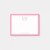 Roze Dubbele Rand Bloemkam Classic Monogram Post-it® Notes (Voorkant)