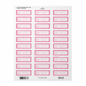 Roze Dubbele Rand Bloemkam Monogram Adres Etiket (Full Sheet)