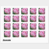 Roze Dubbele Tulpen Vierkante Sticker (Vel)