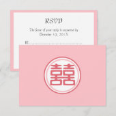 Roze dubbelgeluk - Ronde RSVP Kaartje (Voorkant / Achterkant)
