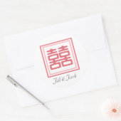 Roze dubbelgeluk - Square Ronde Sticker (Envelop)
