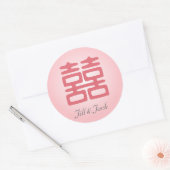 Roze dubbelgeluk - Vet Ronde Sticker (Envelop)
