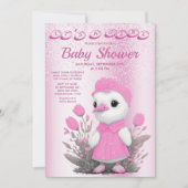 Roze Duck Meisje Baby shower Invitation Kaart (Voorkant)