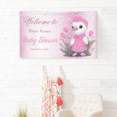 Roze Duck Meisje Baby shower Welkom Banner Welkom (Insitu)