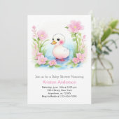 Roze Duckling Whimsy Meisje Baby shower Kaart (Staand voorkant)