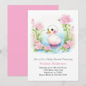 Roze Duckling Whimsy Meisje Baby shower Kaart (Voorkant / Achterkant)
