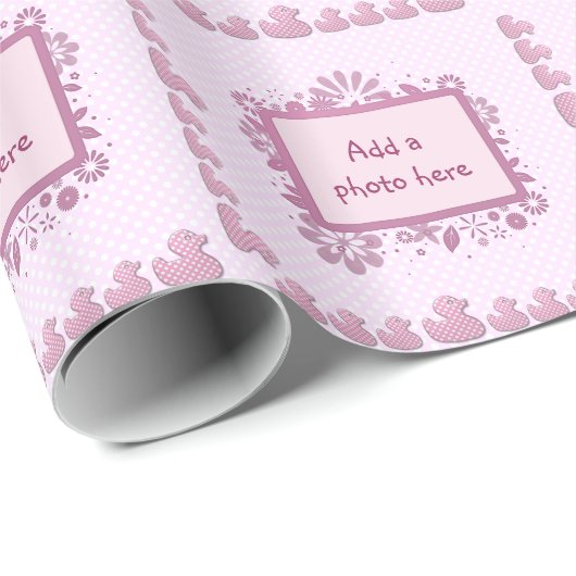 roze ducky cadeaupapier (Rol Hoek)