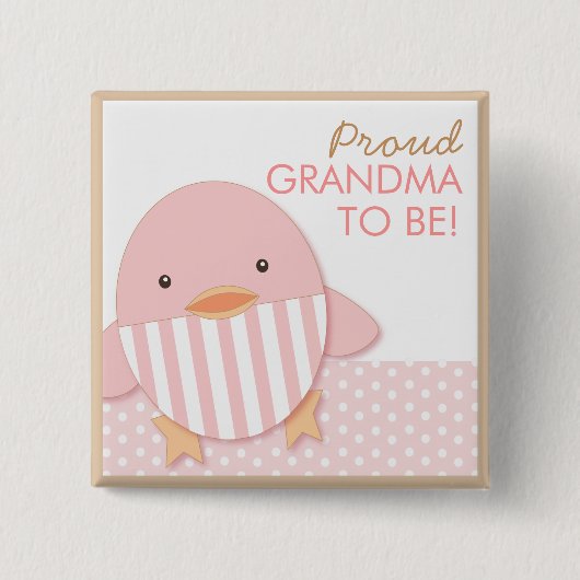 Roze Ducky Proud Grandma Pin Vierkante Button 5,1 Cm (Voorkant)