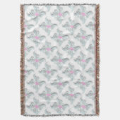 Roze duif met zilveren bloemen en bladeren deken (Voorkant Verticaal)