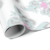 Roze duif met zilveren bloemen en fronten cadeaupapier (Rol Hoek)