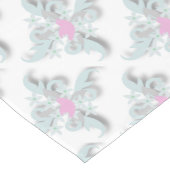 Roze duif met zilveren bloemen en fronten korte tafelloper (Hoek)