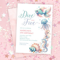 Roze duik in vijf zeemeermin 5e verjaardag