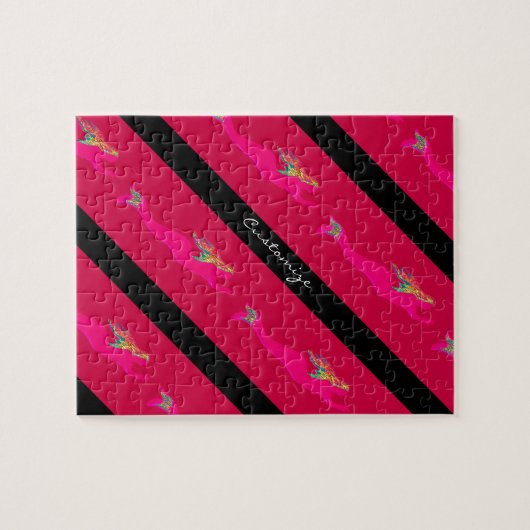 Roze duikroze mermaïden rood/zwart legpuzzel (Horizontaal)