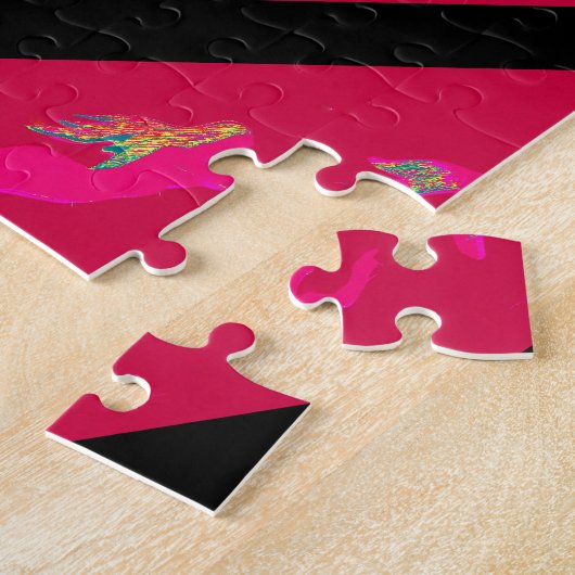 Roze duikroze mermaïden rood/zwart legpuzzel (Zijkant)