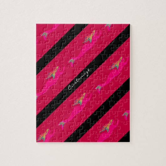 Roze duikroze mermaïden rood/zwart legpuzzel (Verticaal)