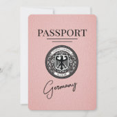 Roze Duitsland Paspoort Bewaar de datum Save The Date (Voorkant)
