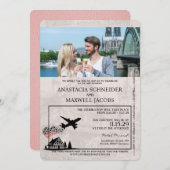 Roze Duitsland Paspoort bruiloft uitnodiging (Voorkant / Achterkant)