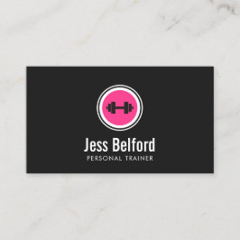 Roze Dumbbell Logo, persoonlijke trainer, fitness  Visitekaartje