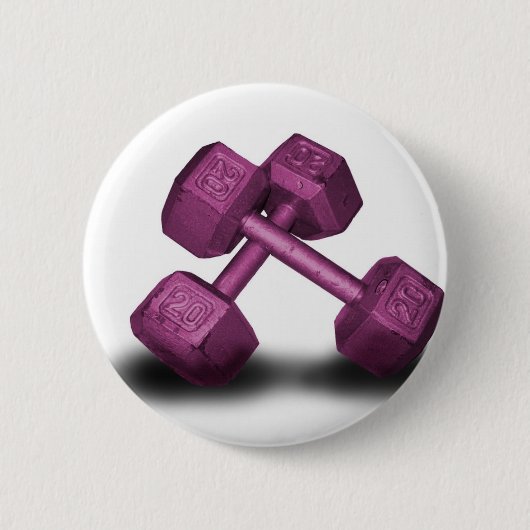 Roze dumbbells Merchandise Ronde Button 5,7 Cm (Voorkant)