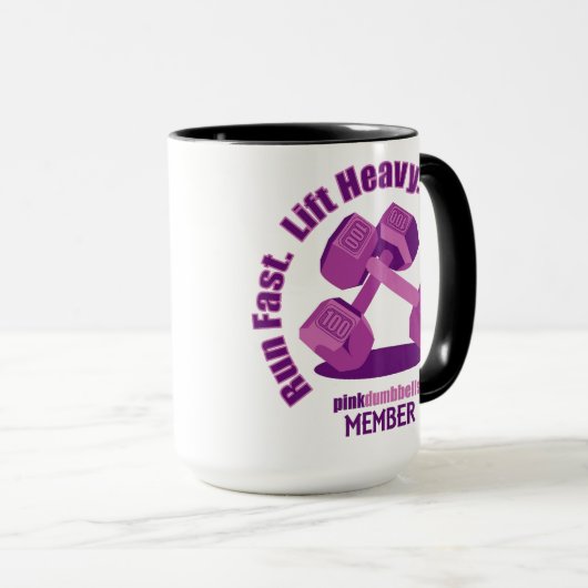 Roze dumbbells Slogan Mok (Voorkant rechts)