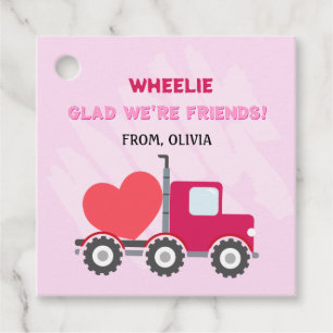Roze Dump Truck Hearts Valentijnse Labels Gift