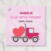 Roze Dump Truck Hearts Valentijnse Labels Gift (Voorkant)