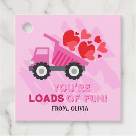 Roze Dump Truck Hearts Valentijnse Labels Gift