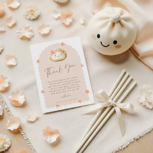 Roze Dumpling Baby Meisje Douche Dank je kaart