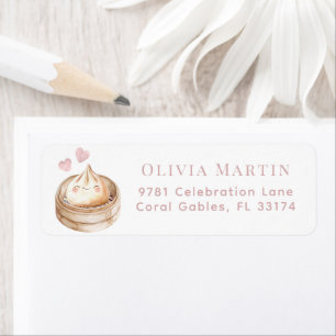 Roze Dumpling Waterverf Meisje Baby shower Etiket