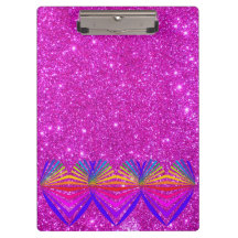 Roze, dunne glittery Clipboard glam Hearts
