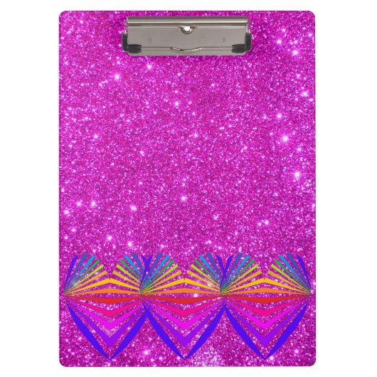 Roze, dunne glittery Clipboard glam Hearts Klembord (Voorkant)