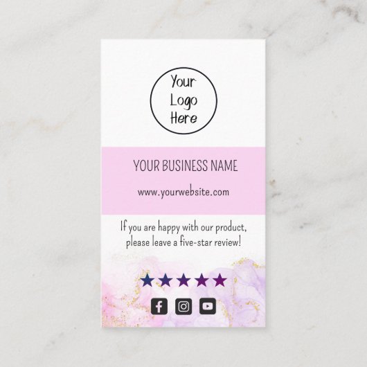 Roze dunne gradiënt visitekaartje tarief bedankt u (Achterkant)