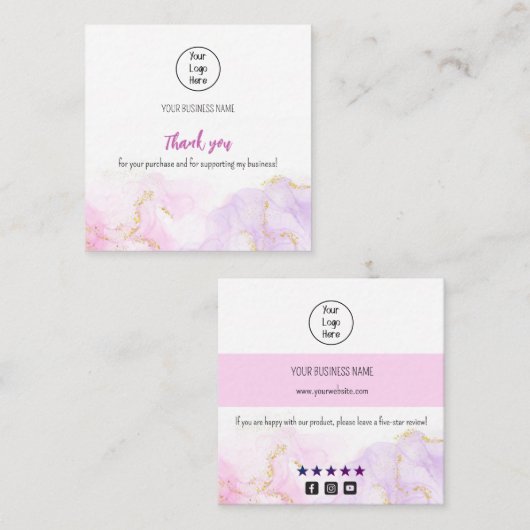Roze dunne gradiënt visitekaartje tarief bedankt u (Voorkant / Achterkant)