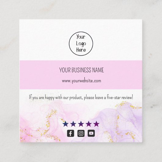 Roze dunne gradiënt visitekaartje tarief bedankt u (Achterkant)