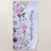 Roze, dunne, moderne cocktailwilde bloem elegant strandlaken (Voorkant)